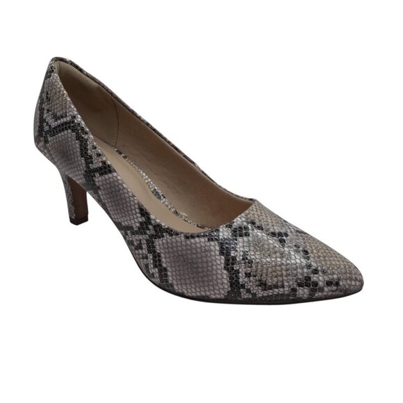 Clarks Illeana Tulip Natural Snake Pointed Toe Pumps Heels Womens 8.5 - Picture 1 of 14